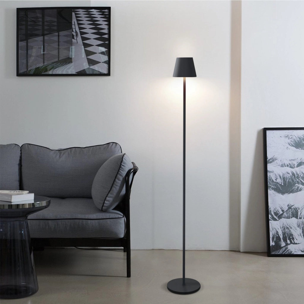 ZMH Lampada da terra LED nera dimmerabile metallo moderna senza fili 125cm