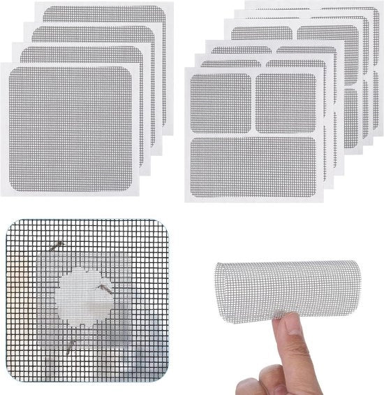 Kit di riparazione per finestre in vetroresina da 10 fogli - schermo per porte di sostituzione - kit di riparazione per intonaco - 3 misure - grigio - autoadesivo - duraturo.