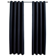 Tende Oscuranti | Tende Blackout con Anelli in Metallo 2 pz Nere 140x225 cm
