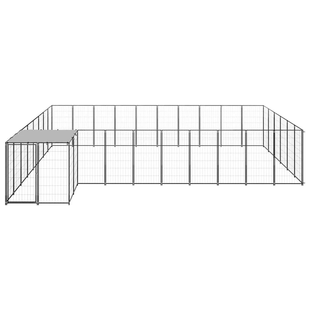 Recinto per animali da esterno per cani 19,36 m² acciaio nero 02_0000504