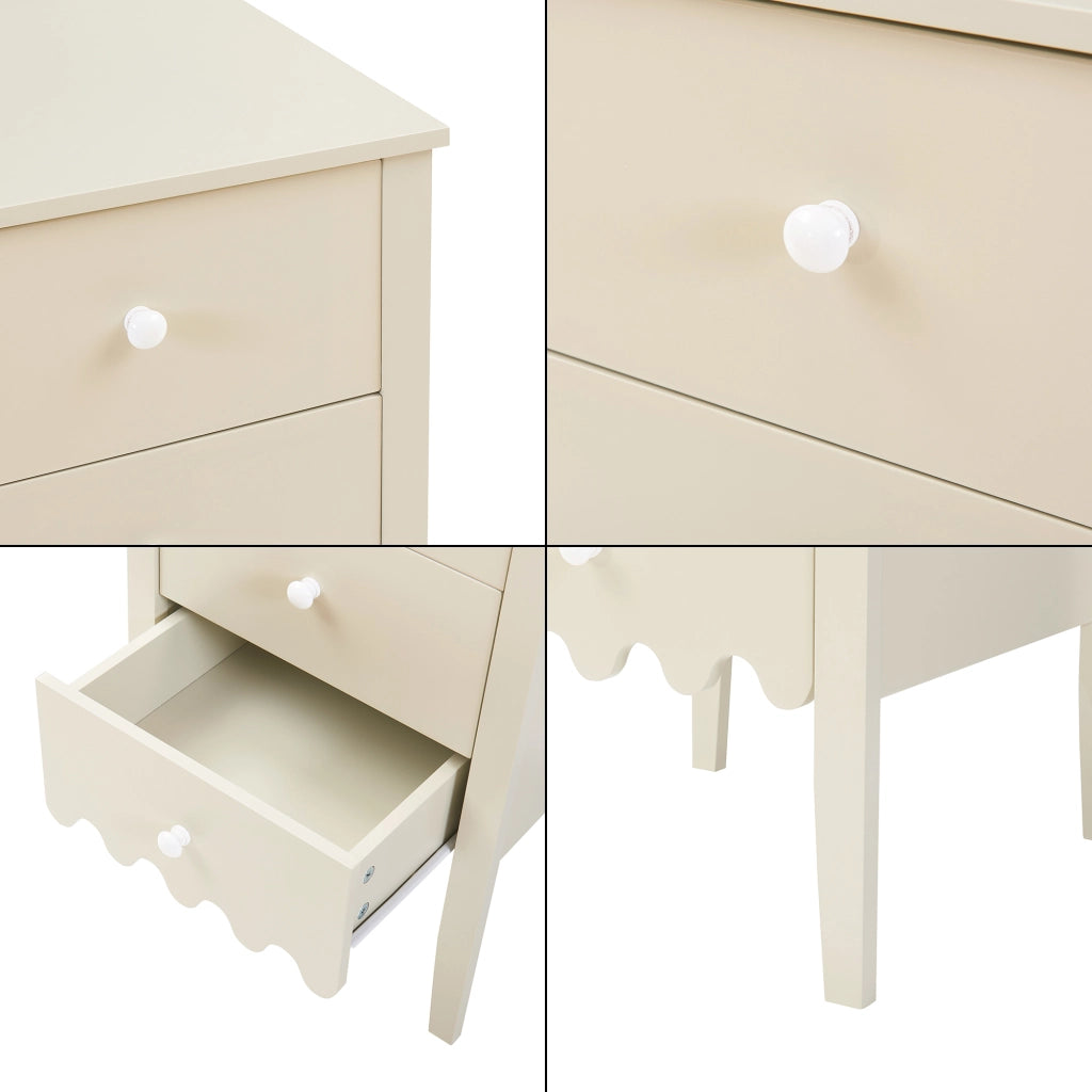 Cassettiera Luspoo Mobile Contenitore a 4 Cassetti 82 x 40 x 40 cm - Bianco Crema [en.casa]