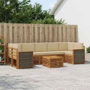 Set di divani da esterno 8 pz Naturale e Beige 3384139