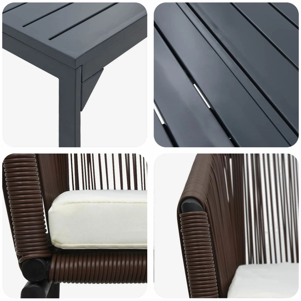 Set da Pranzo per Giardino 9 pcs Marrone polyrattan 3378832