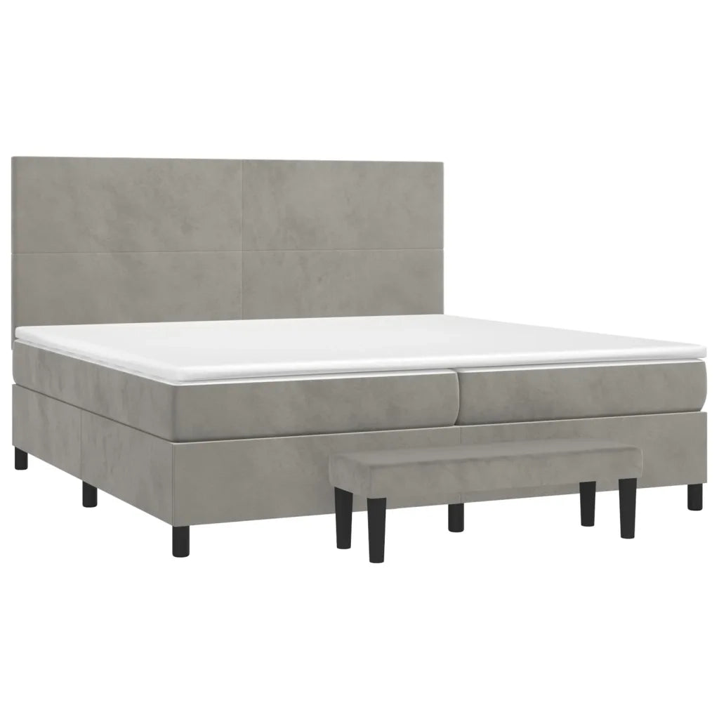 Giroletto a Molle con Materasso Grigio Chiaro 200x200cm Velluto 3137743