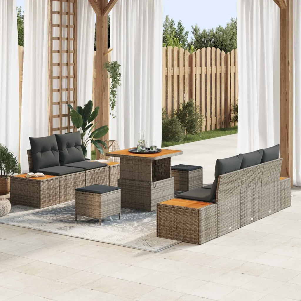 Set Divano da Giardino con cuscino 8 pcs Grigio