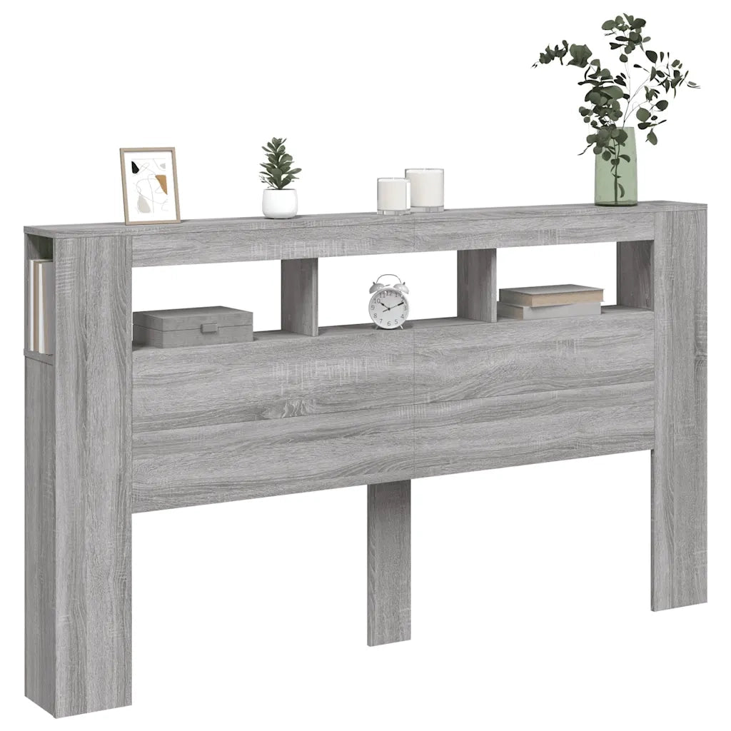 Testiera LED-Testata con LED-Testiera Decorativa Grigio Sonoma 180x18,5x103,5 cm Legno Multistrato