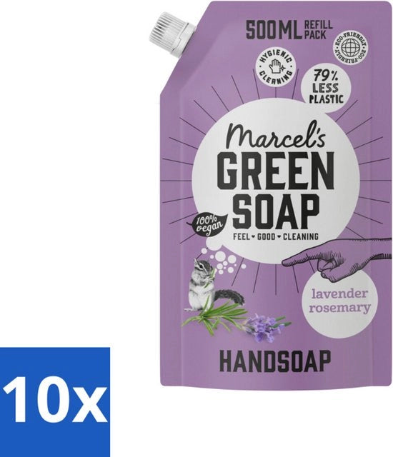 Sapone per le Mani con Lavanda e Rosmarino - 500 ml - Confezione in Bulk - 10 pezzi