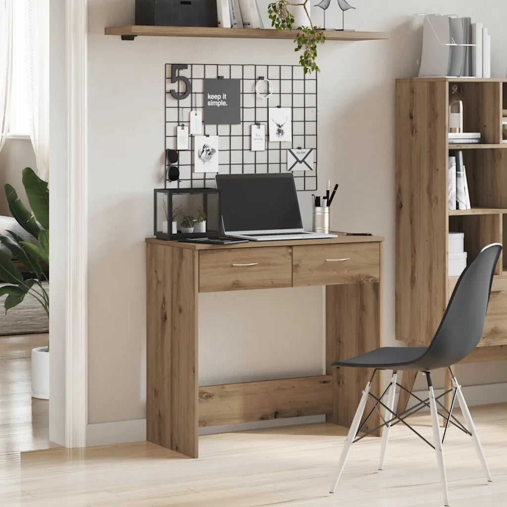 Scrivania | Tavolo da Ufficio Rovere Artigianale 80x40x75 cm in Legno Multistrato