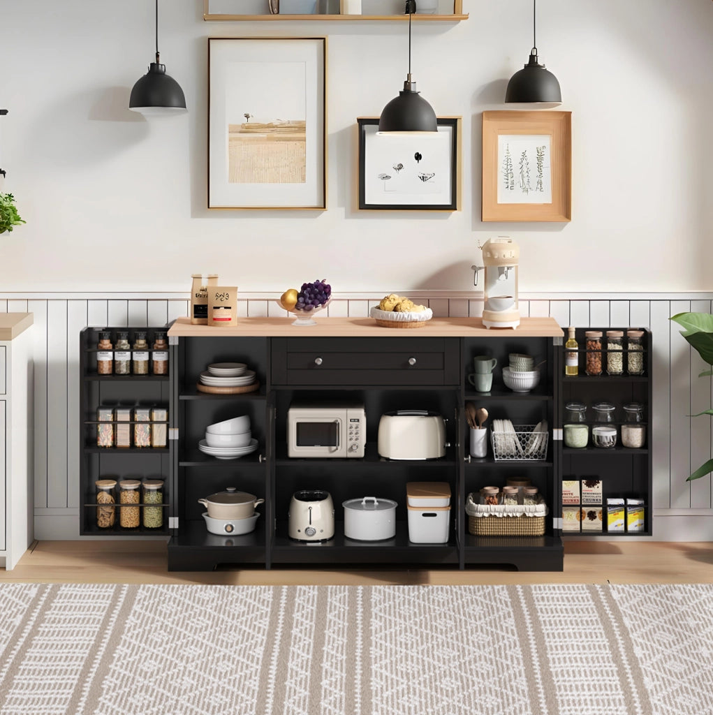 Credenza moderna nera in MDF con cassetto e ripiani regolabili
