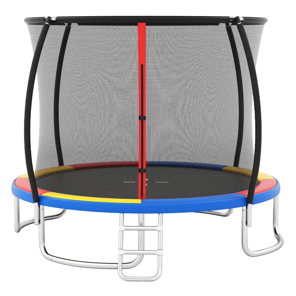 Trampolino da esterno 366 cm con rete di sicurezza e scala-Trampolino ricreativo pesante per bambini e adulti Colorato