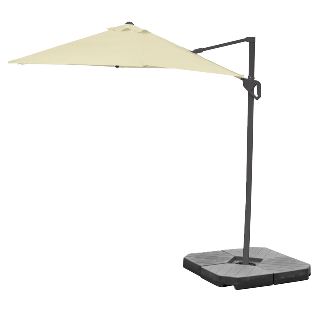 OMBRELLONE DA GIARDINO A PALO DECENTRATO RUOTABILE A 360° COLOR ECRU 270 CM