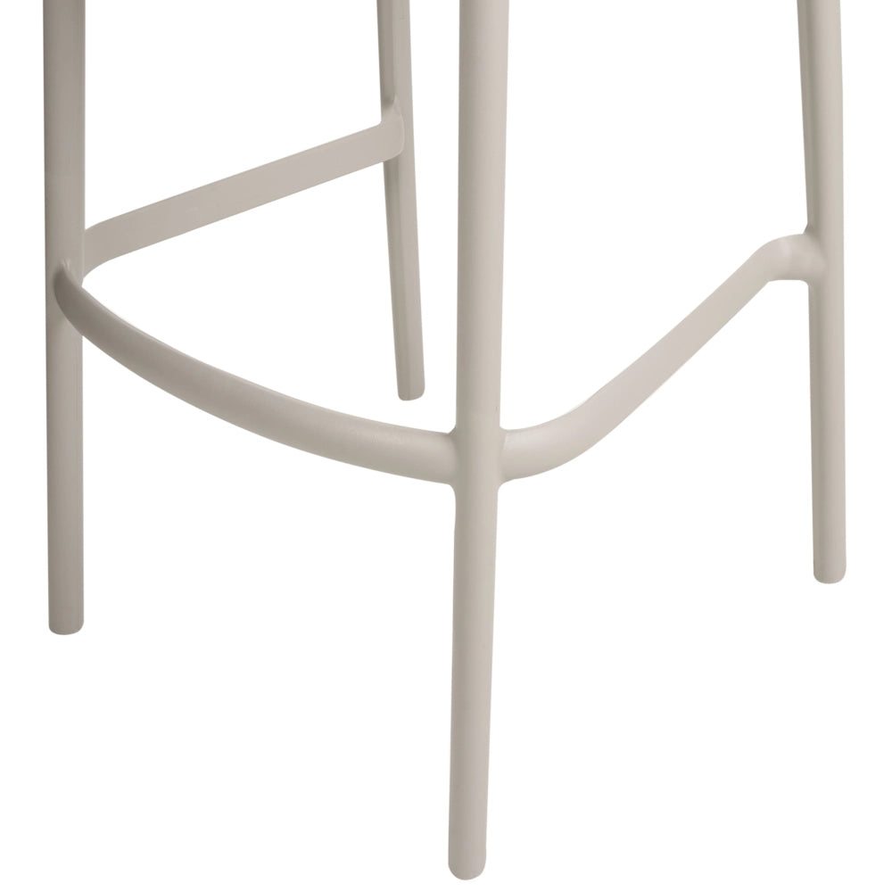 Set di 2 sedie da bar in plastica beige moderna resistente alle intemperie per uso interno ed esterno