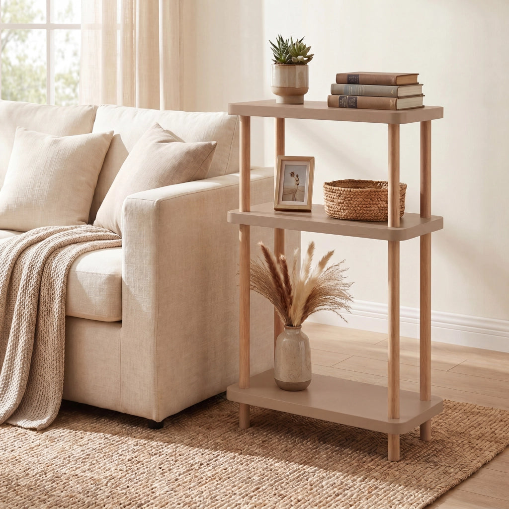 Scaffale da Terra Multiuso Nampernu a 3 Piani 62 x 40 x 18 cm - Color Cappuccino [en.casa]