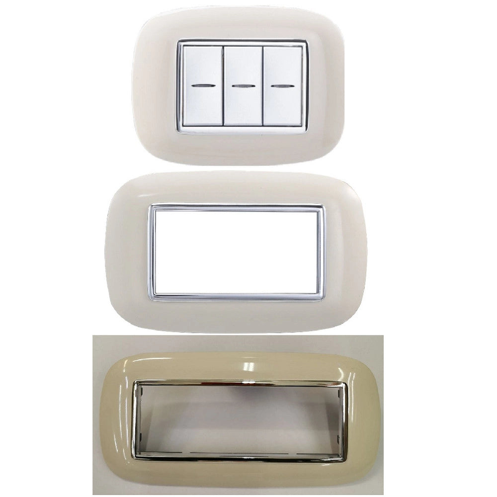 Trade Shop - Placca Oval 3 4 6 Moduli Colore Sabbia Compatibile Con Bticino Axolute -
