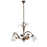 Lampadario Arte Povera Cestino 3 Luci Marrone e Bianco LuceArt Classic
