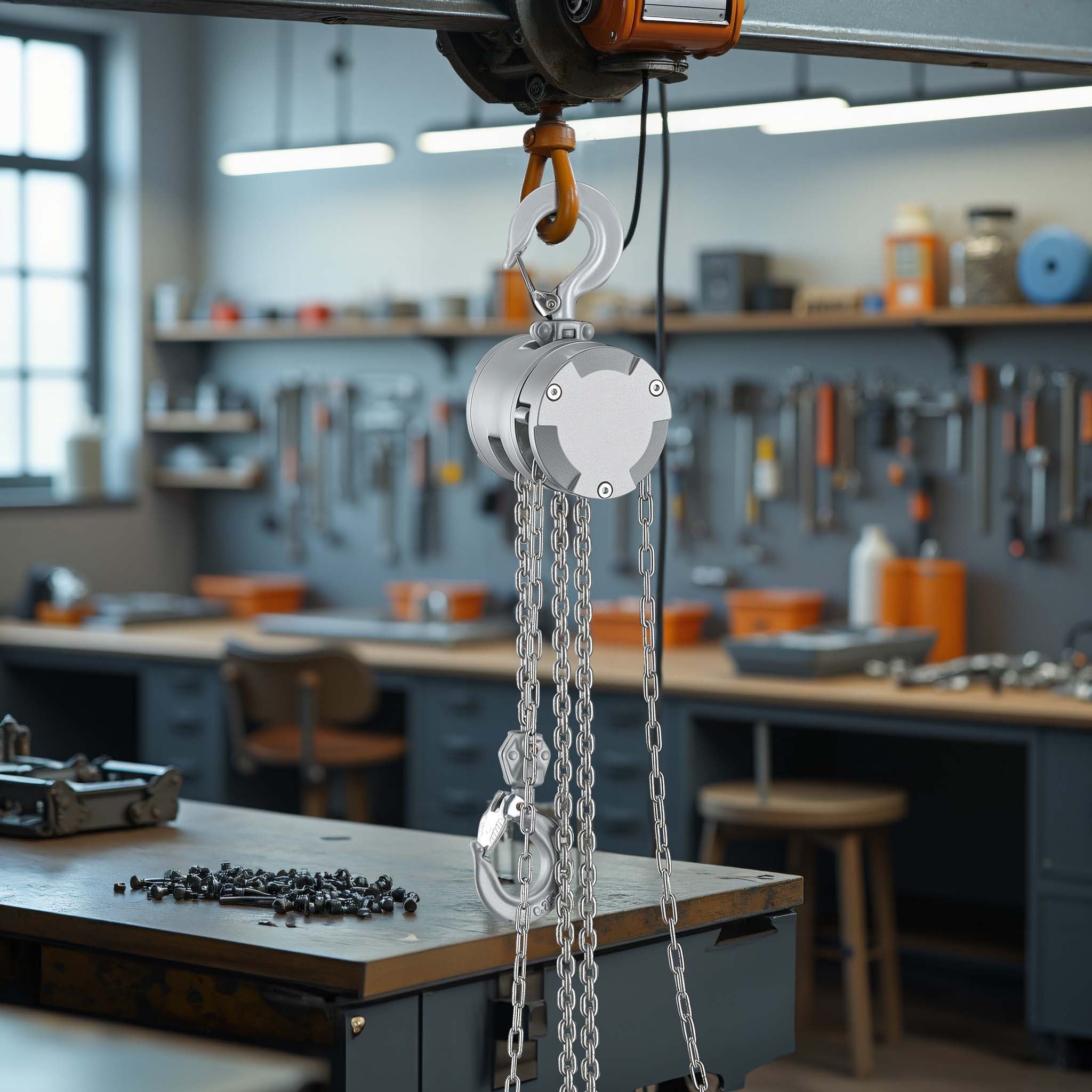 Paranco a catena manuale VX-0.25 in alluminio, capacità di carico 250 kg, altezza di sollevamento 3 m, catena di carico G100, leggero e compatto, per impieghi gravosi