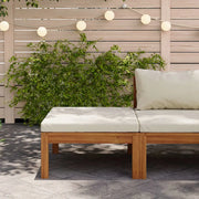 Sedia da giardino-Poggiapiedi con Cuscino Bianco Crema in Massello d'Acacia 200700