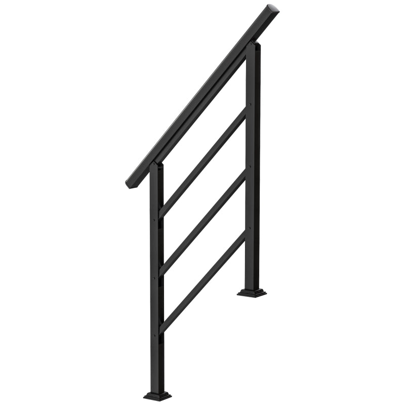 Ringhiera per scale da 1 a 3 gradini, corrimano regolabile in angolazione da 94 cm, per uso esterno e interno, in metallo, nera.
