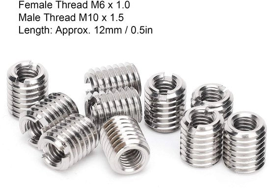 10 pezzi di inserto dado - M6 M10 - Acciaio inossidabile - Accessorio di riparazione - Adatto per apparecchiature meccaniche - Rafforza i tuoi prodotti meccanici