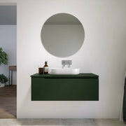 Mobile bagno sospeso 70 cm un cassetto verde foresta opaco con top | Ardenne