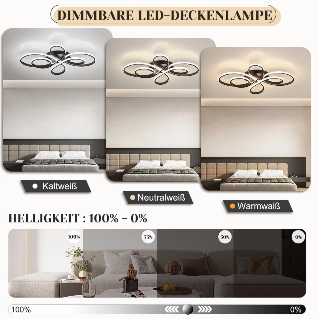 ZMH Lampada da soffitto LED grande dimmerabile 100 cm 90W moderna per soggiorno