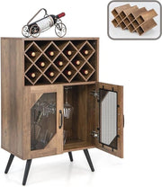 Credenza in Legno con Ampio Spazio di Stoccaggio e Scaffale Ripiegabile – 59,5 x 33,5 x 93,5 cm