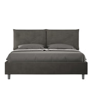 Letto Matrimoniale 160x210 cm con Rete e Contenitore Giroletto con Alzata Comoda Imbottito in Microfibra Appia Grigio