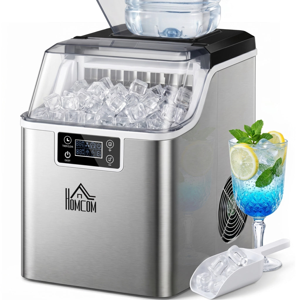 Macchina del Ghiaccio Autopulente da 24 Cubetti ¨C Minimal ¨C Acciaio Inox 25.2x36x37.1 cm