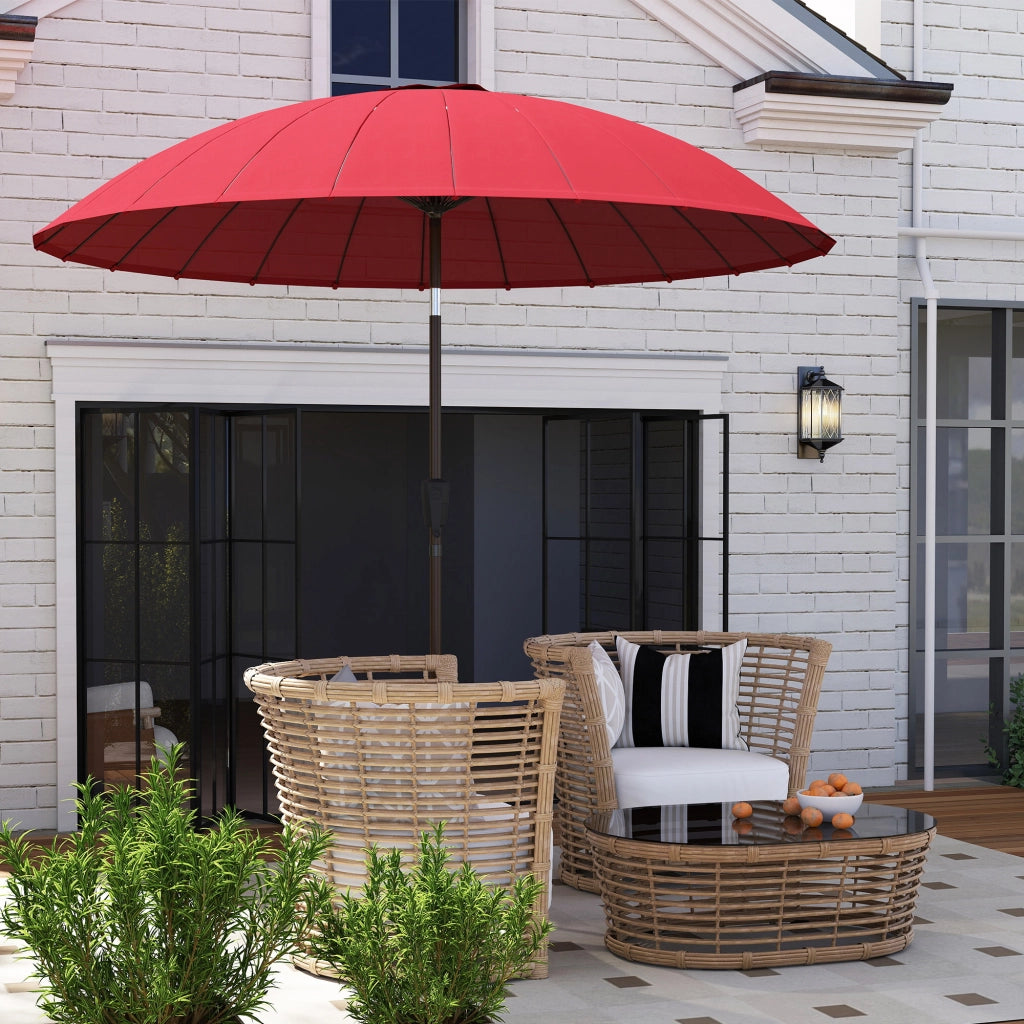 Ombrellone da Giardino Rotondo Inclinabile ¨C Xylo ¨C Rosso Diametro 260 cm con Manovella