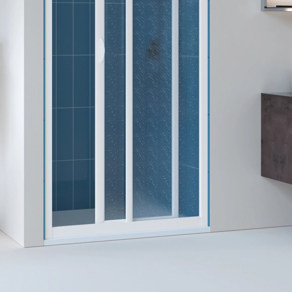 Porta doccia scorrevole acrilico e pvc bianco h.190cm Lucy 120/110 cm