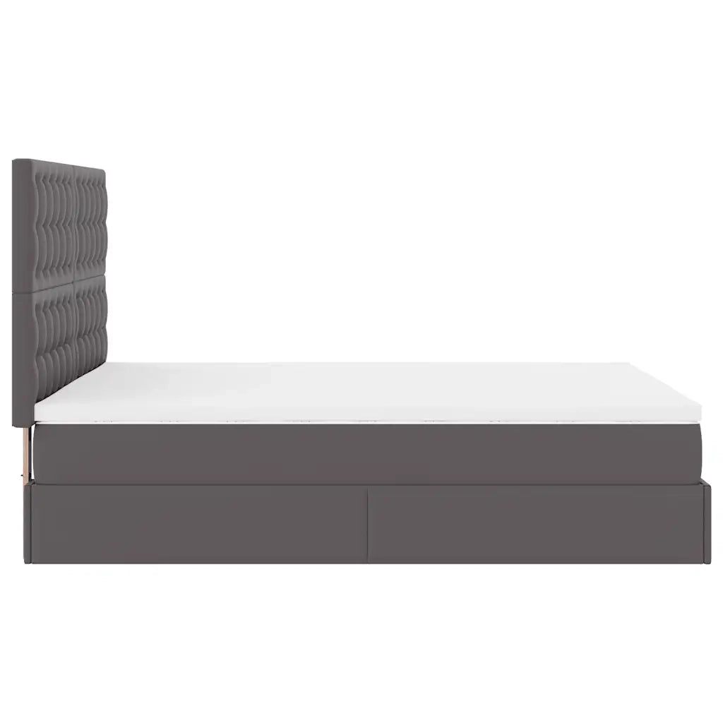 Struttura Letto Pouf con Materasso Grigio 140x200 cm Similpelle 3313009