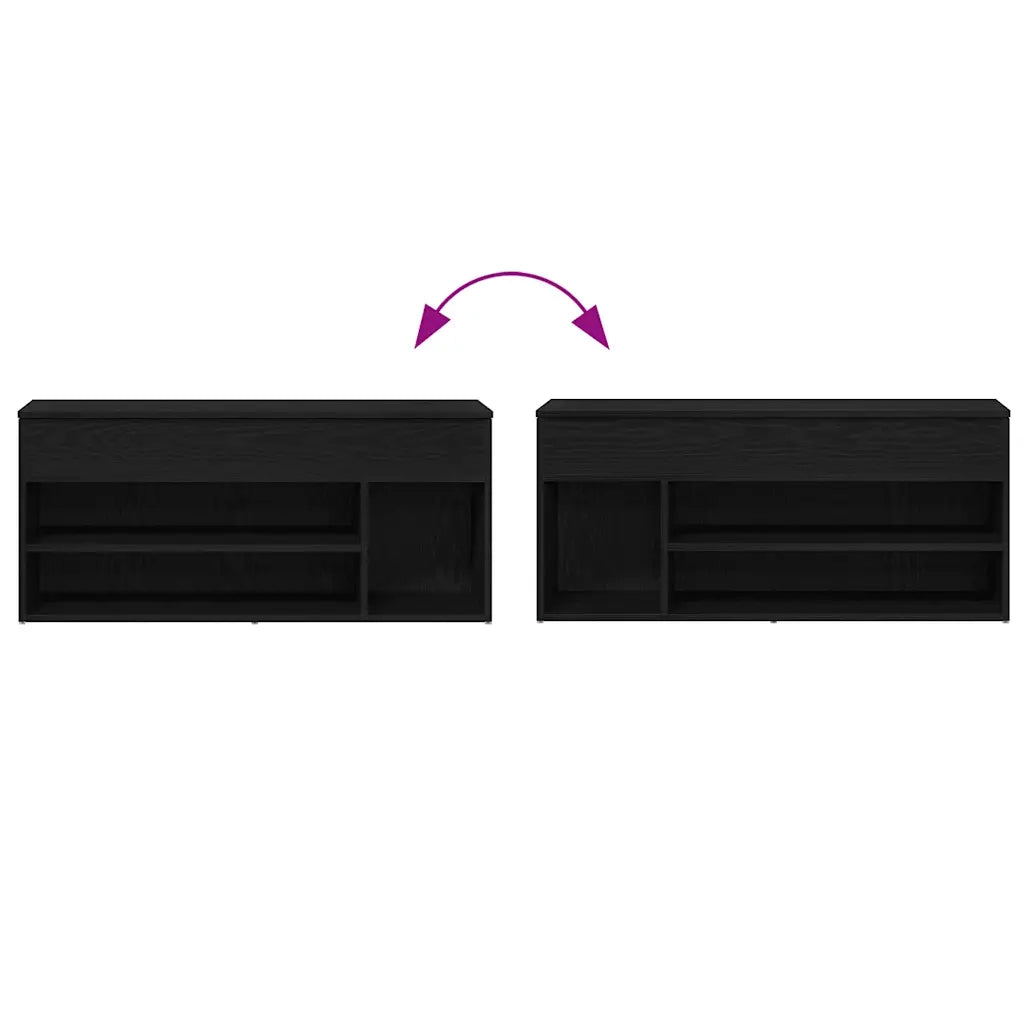 Scarpiera | Mobile per scarpe Rovere Nero 102x30,5x45 cm in Legno Multistrato