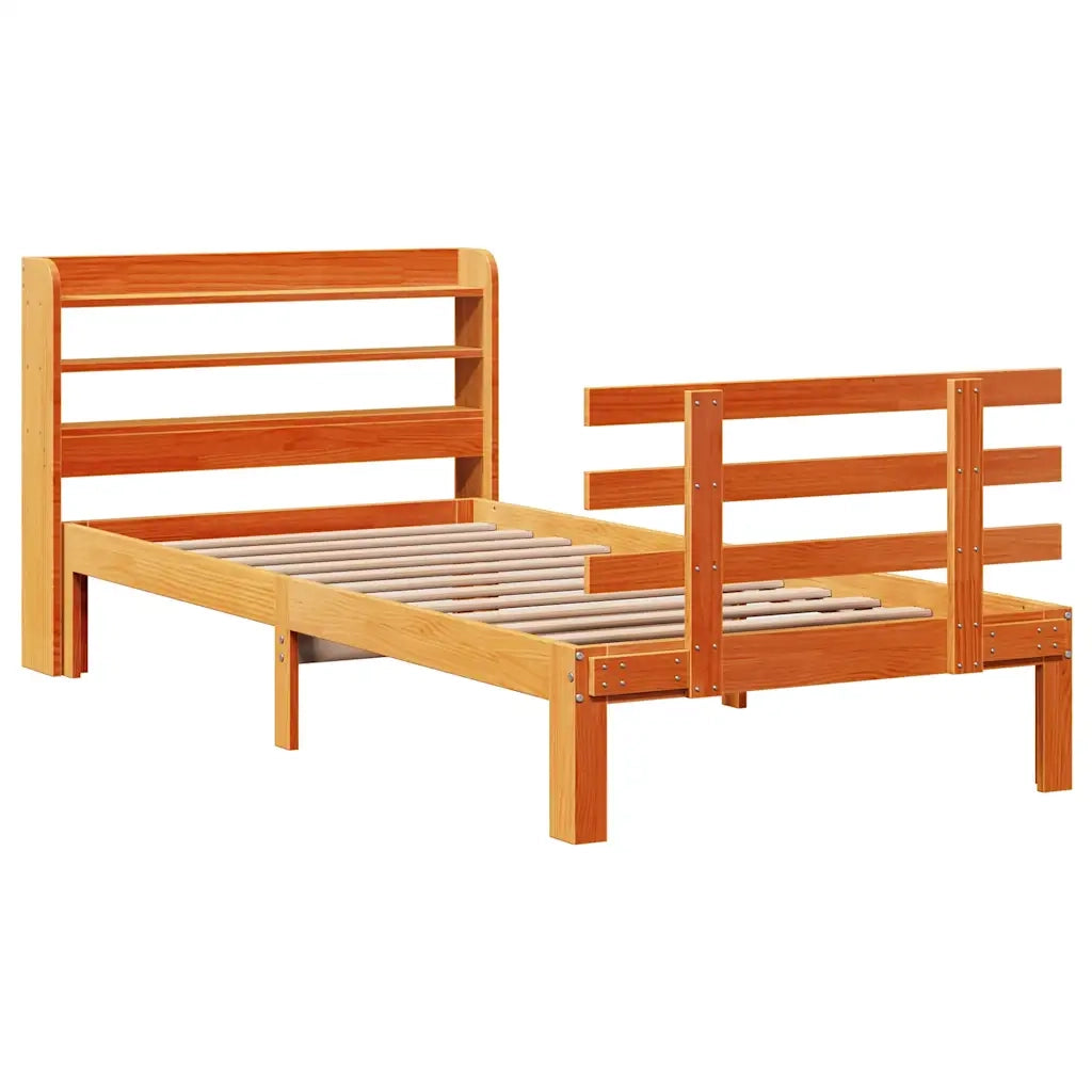 Giroletto con Testiera Marrone Cera 100x200 cm Massello Pino 3306869
