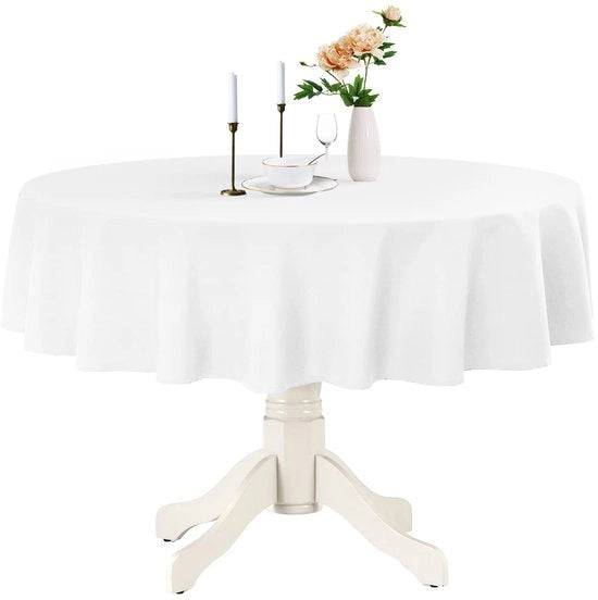 Tappeto da tavolo circolare per Natale 240 cm bianco lavabile e idrorepellente grande tappeto da tavolo per cene di famiglia, feste, matrimoni, giardini, conferenze e riunioni, buffet.