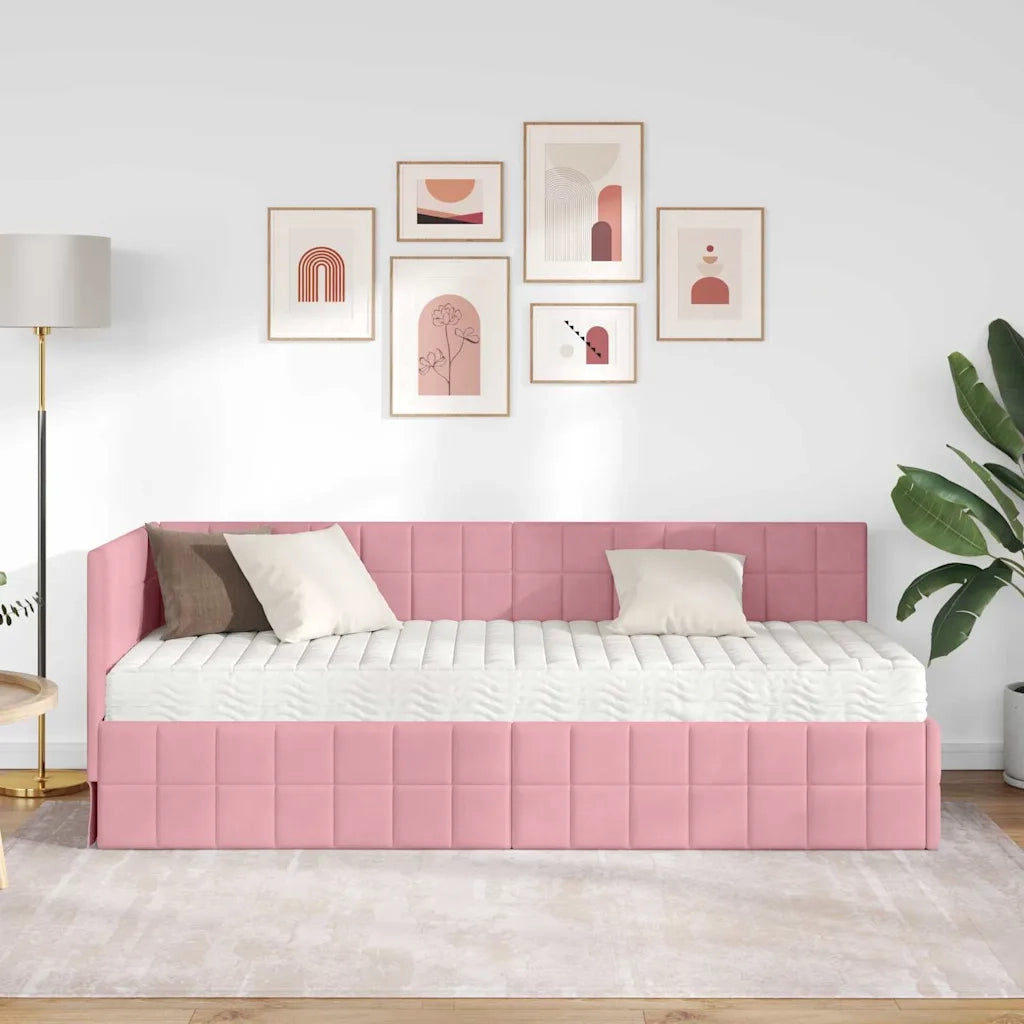 Struttura Letto Angolare con Materasso 2 pz-Giroletto con materasso Grigio Velluto 292520