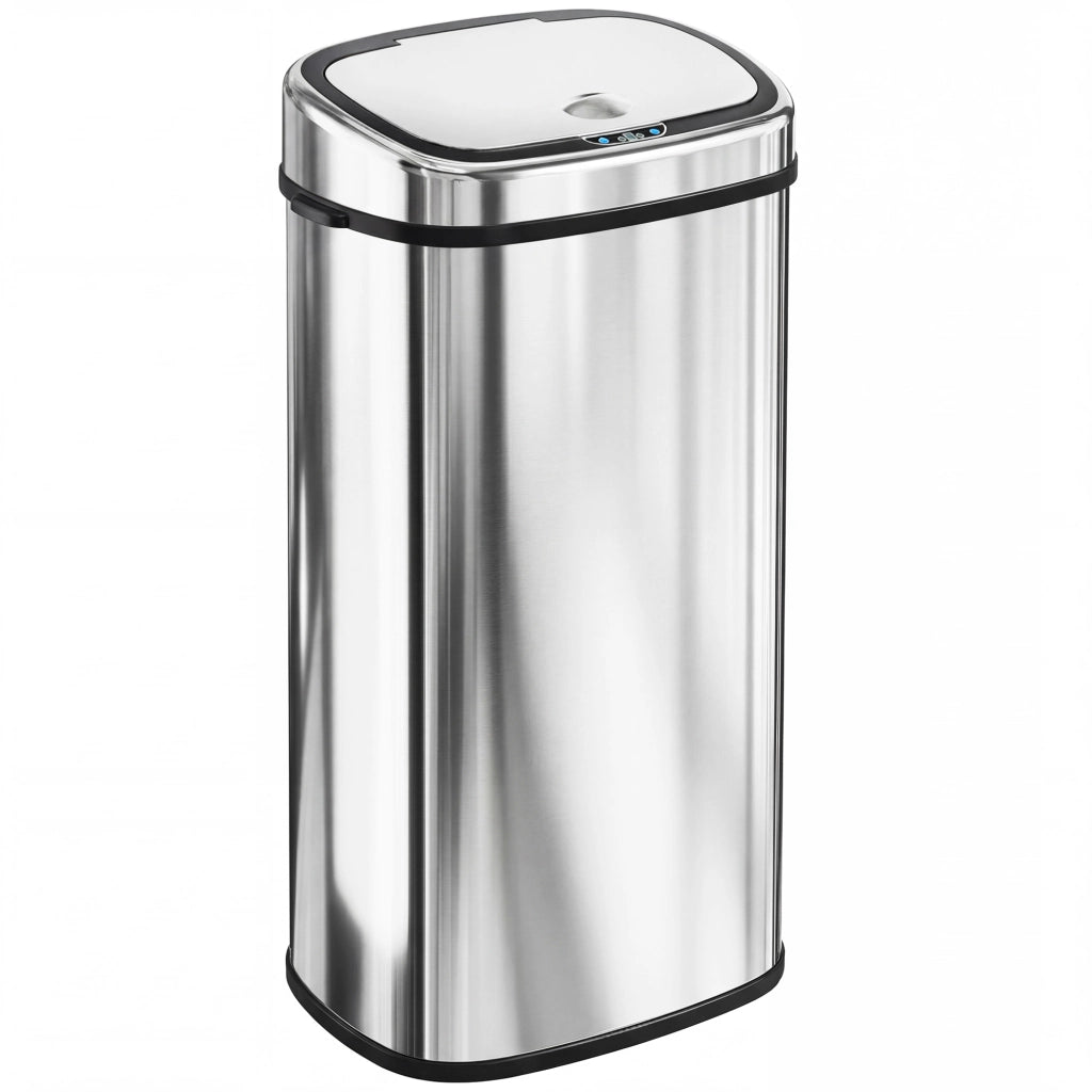 Cestino per Rifiuti 68L con Apertura Automatica e Manuale ¨C Zephmum ¨C 40,5x29,5x78 cm Argento