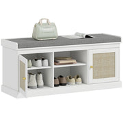 Cassettiera con ante in rattan e ripiani regolabili ¨C zephmum ¨C 105x35x47 cm bianco