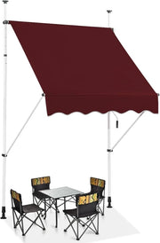Tenda da Sole per Esterno, Tenda da Sole a Morsetto per Balcone con Struttura Telescopica e Tessuto Resistene ai Raggi Solari, Regolabile in Altezza e in Angolazione (150 cm,Rosso)