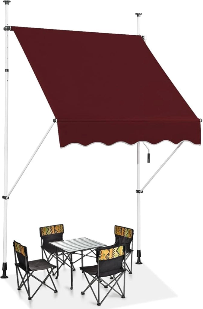 Tenda da Sole per Esterno, Tenda da Sole a Morsetto per Balcone con Struttura Telescopica e Tessuto Resistene ai Raggi Solari, Regolabile in Altezza e in Angolazione (150 cm,Rosso)
