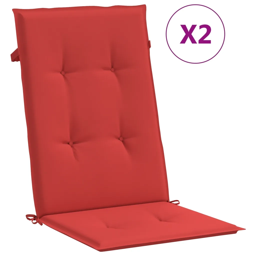 Cuscini per Sedie 2 pz Rossi 120x50x3 cm in Tessuto 43187