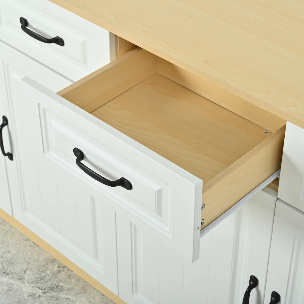 Credenza bianca e legno naturale mobile buffet 160 cm design scanalato