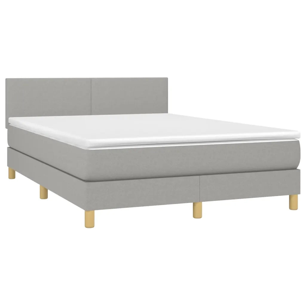 Letto a Molle Materasso e LED Grigio Chiaro 140x200 cm Tessuto 3133557