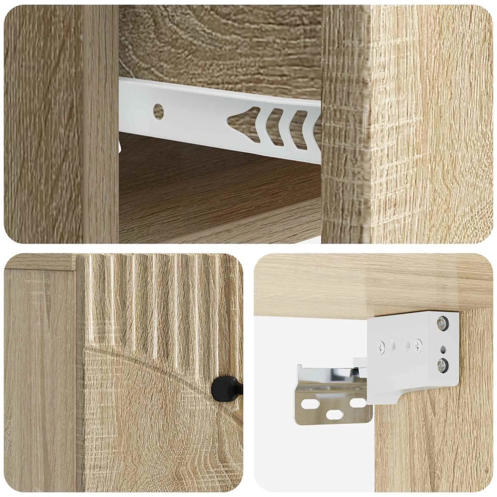 Set di 2 Comodini | Armadio da Notte | Mobiletto da notte a muro Rovere Sonoma 34,5 x 33 x 20 cm