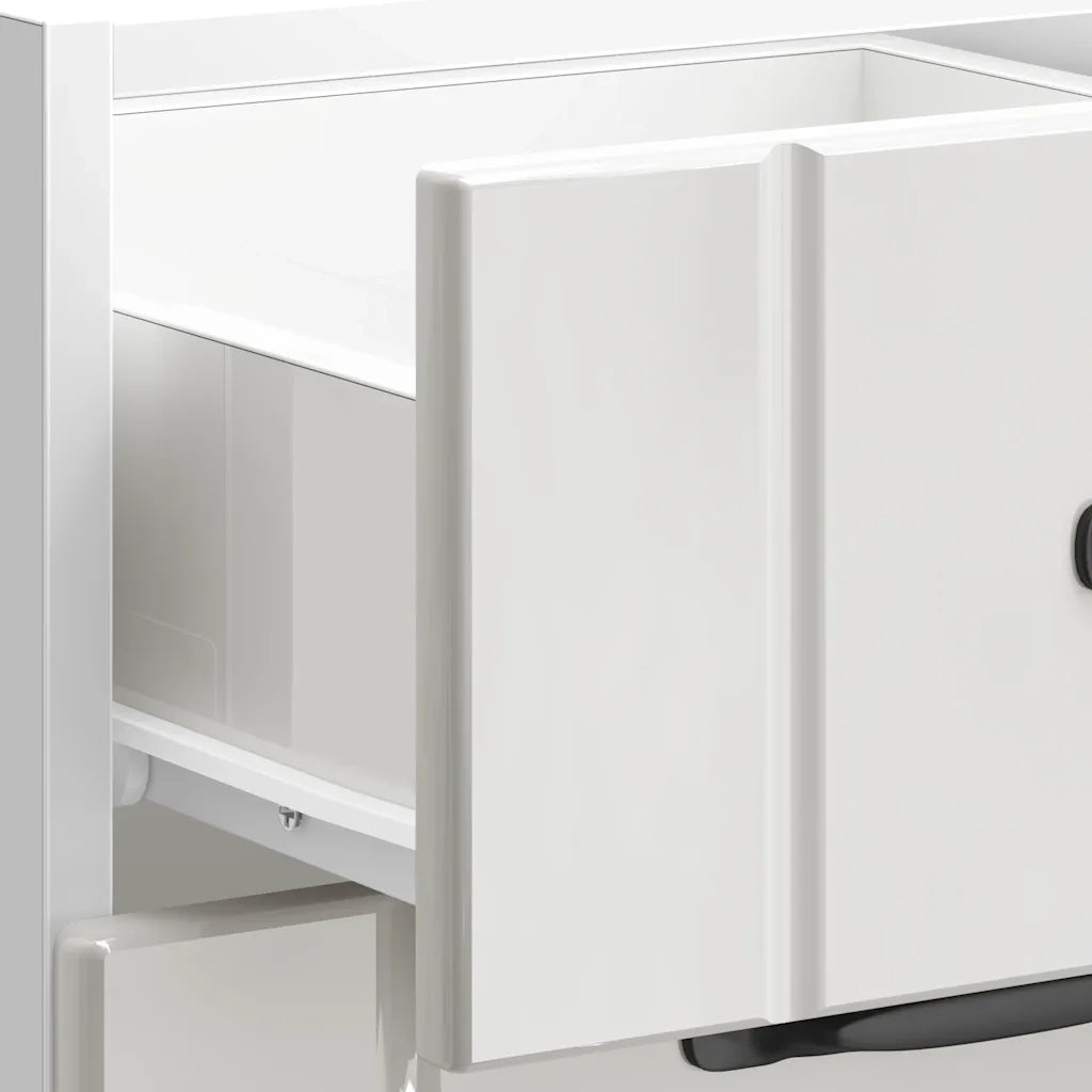 Mobiletto da cucina-Armadio da cucina "Lucca" Bianco lucido in legno ingegnerizzato 386282