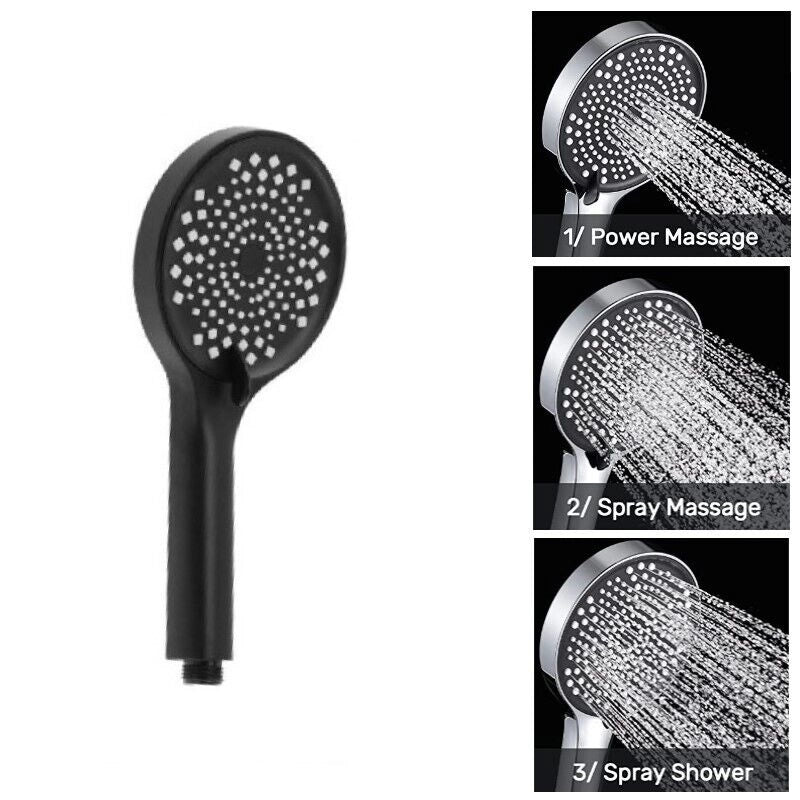 Soffione doccia doccetta 3 getti ricambio universale 1/2" - NERO Art. 87132