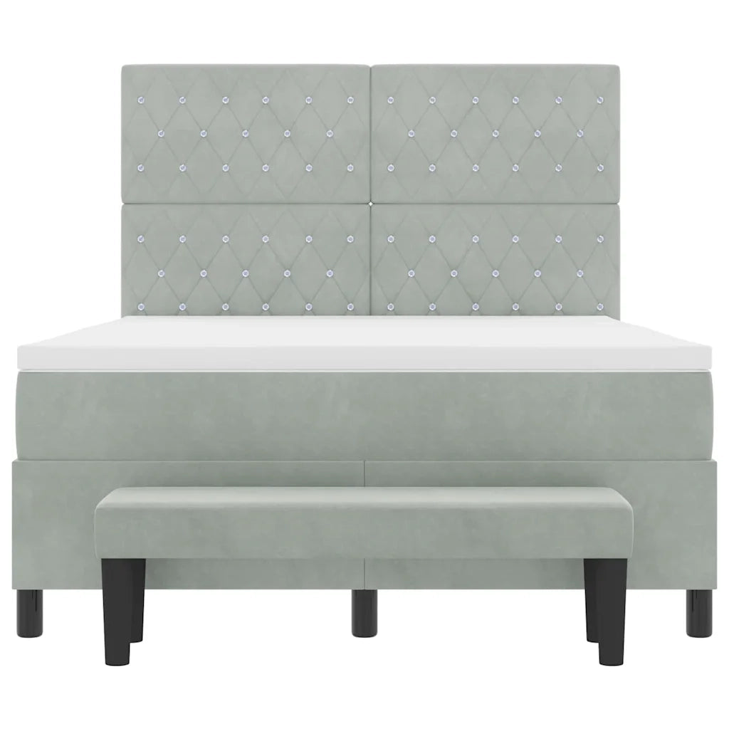 Letto a molle con cuscino Grigio chiaro 200 x 140 cm Velluto 3344450