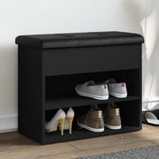 Panca Porta Scarpe-Sgabello-Panca Scarpiera Nera 62x32x50 cm in Legno Multistrato