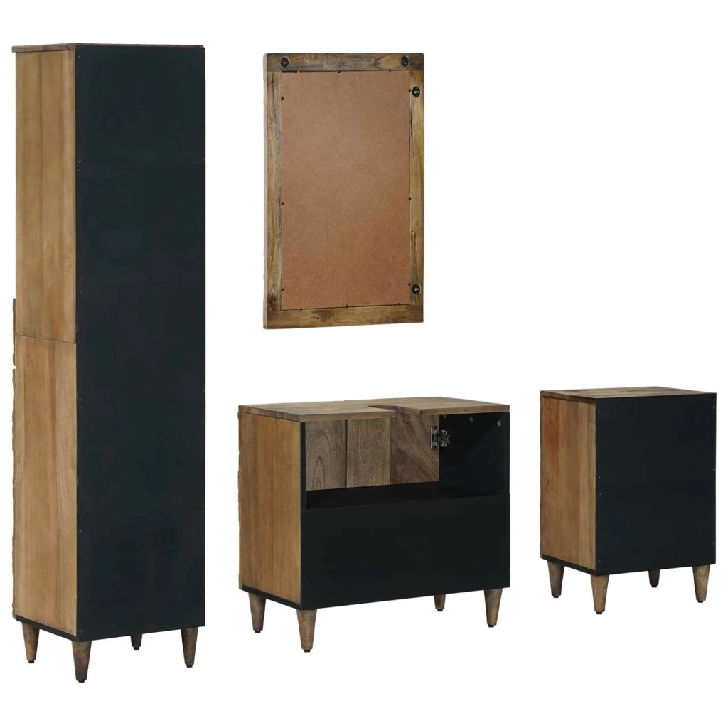 Set di mobili per il bagno con cassetto con porta 4 pcs Marrone 3310110