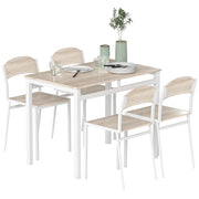 Set da pranzo ¨C zephmum ¨C 1 tavolo rettangolare e 4 sedie in metallo e MDF, grigio e bianco