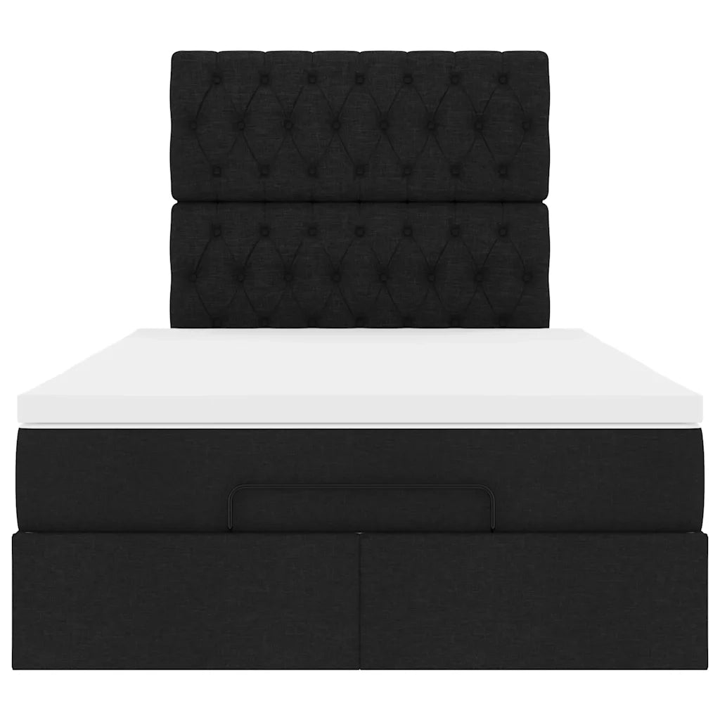 vidaXL Struttura Letto Pouf con Materasso Nero 120x190 cm in Tessuto